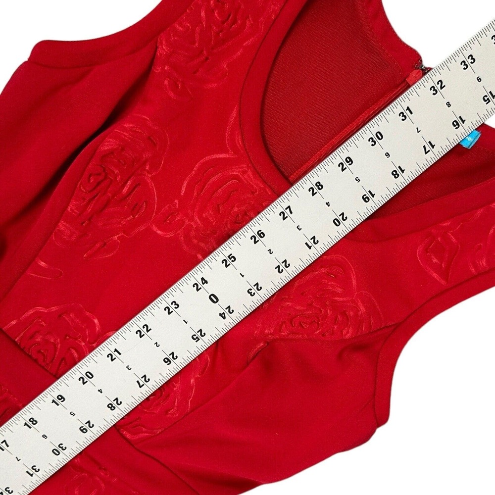 Nanette Lepore L'Amour Mini Dress Size S Red Sculptured Roses Date Going Out - Picture 7 of 10